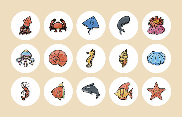 海洋和海洋图标集，eps10图片下载