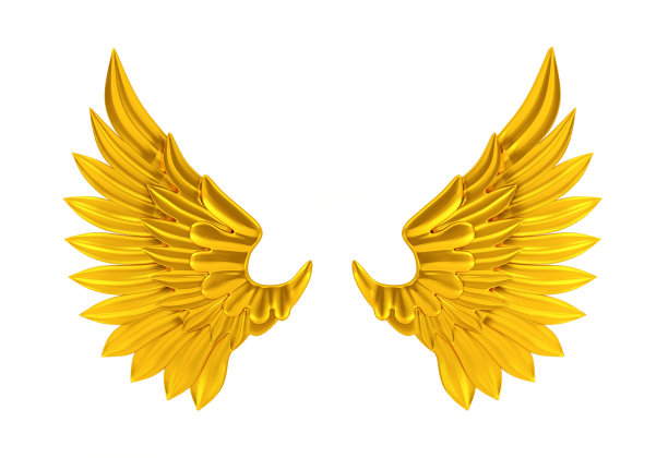 黄金翅膀孤立图片下载