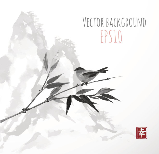 竹子和高山素材图片