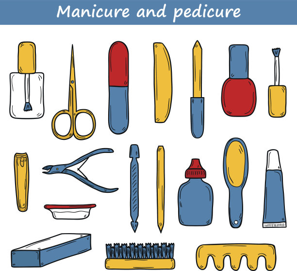 一套可爱的手绘对象美甲美甲主题图片下载