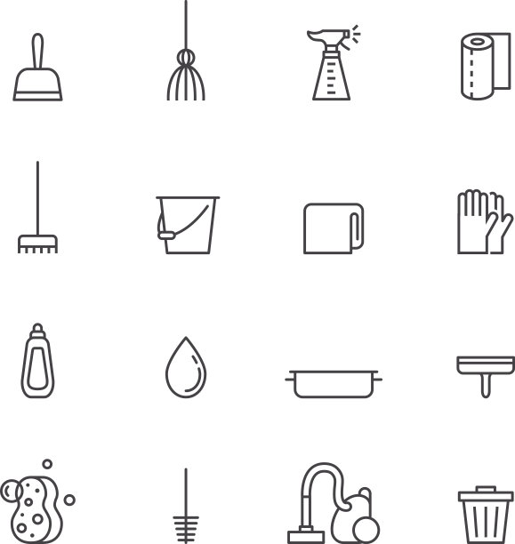 清洁轮廓灰色矢量图标集。简约的设计。图片下载