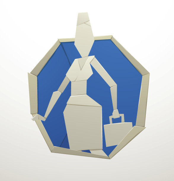 蓝圆框纸女商人图片下载