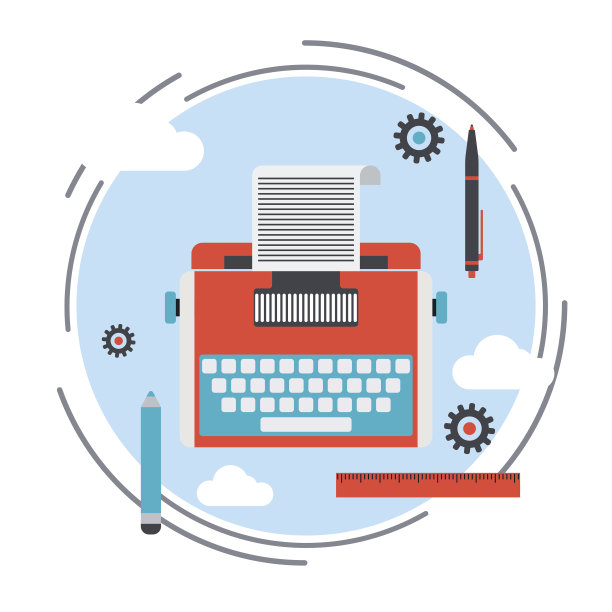 复古打字机平面设计风格图标图片下载