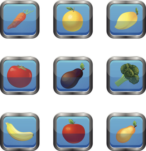 蔬菜和水果网页按钮向量图片下载
