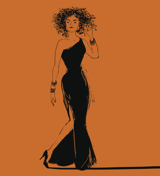 漂亮的爵士风格非洲女歌手矢量素材图片下载