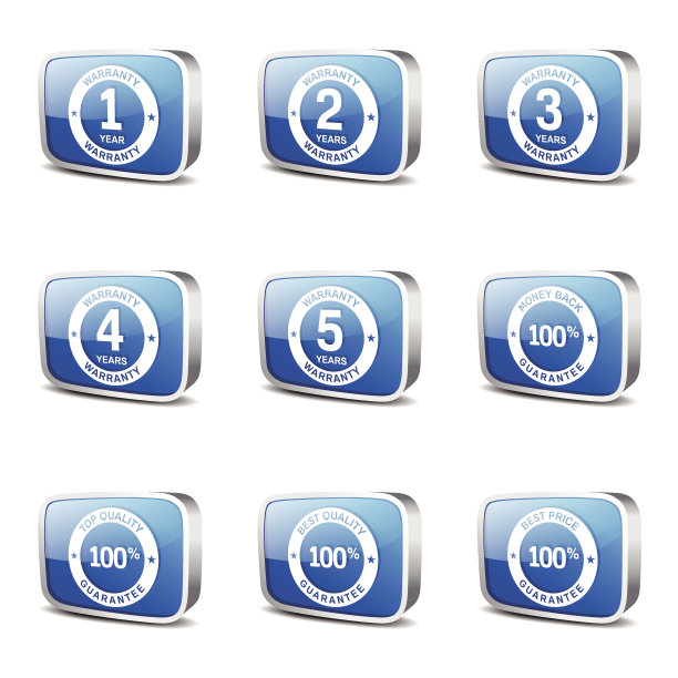 保修保证印章方形向量蓝色图标设计集图片下载