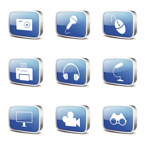 电子设备正方形矢量蓝色图标设计集图片下载