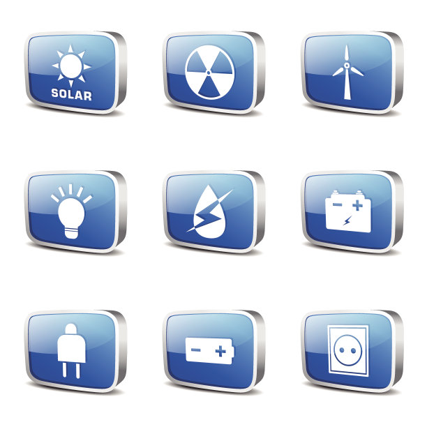 能源标志和符号方形向量蓝色图标图片下载