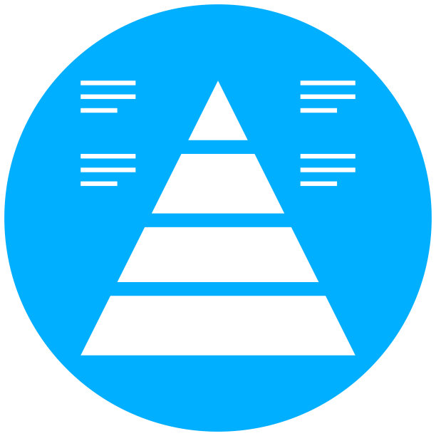 金字塔图标上的圆形按钮。-轮系列图片下载