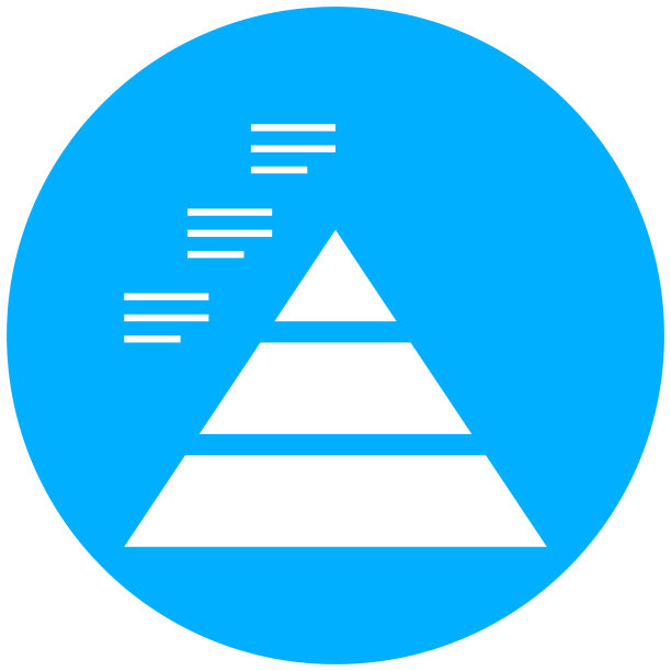 金字塔图标上的圆形按钮。-轮系列图片下载