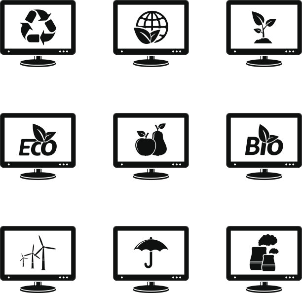 监控带有生态标志的图标图片下载