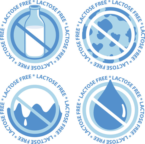 无乳糖标签符号向量集图片下载