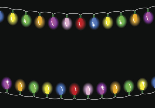 圣诞灯在黑暗的背景与文字空间图片下载