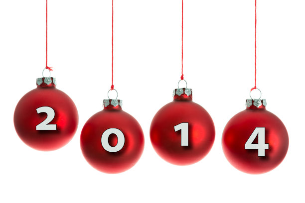 圣诞球挂在绳子与文本2014图片下载