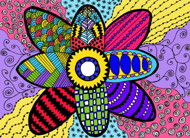 五颜六色的花朵涂鸦图片下载