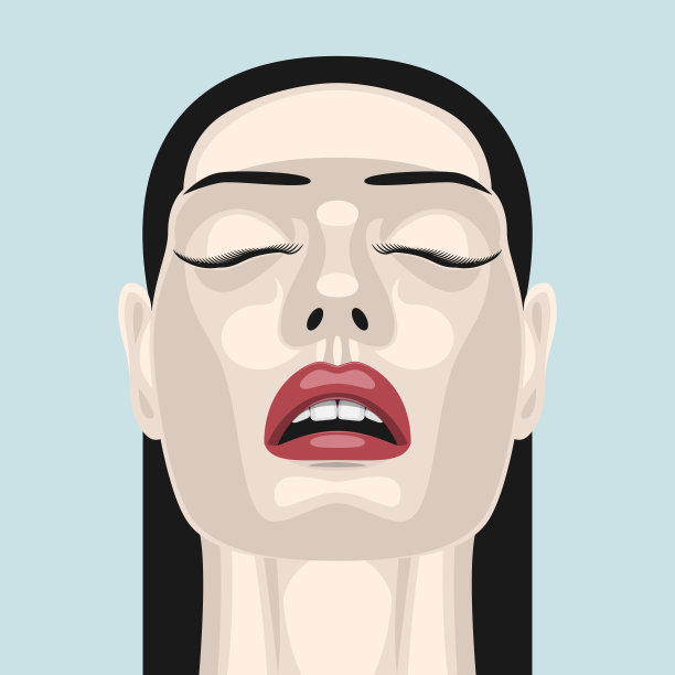 美丽的黑发女人与张开的嘴图片下载