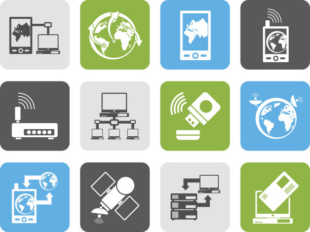 平面通讯，电脑和手机图标图片下载