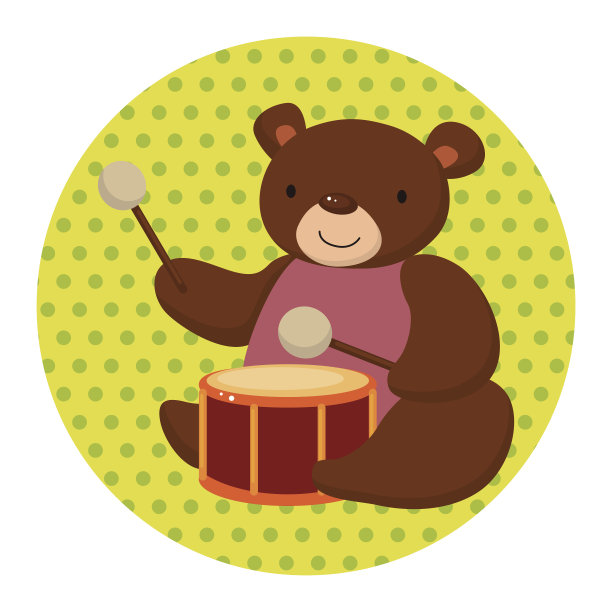动物熊演奏乐器卡通主题元素图片下载