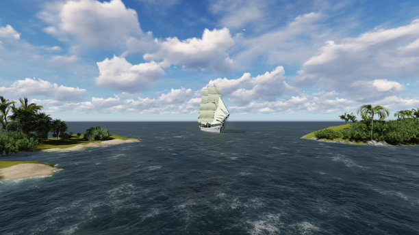 海景与帆船图片下载