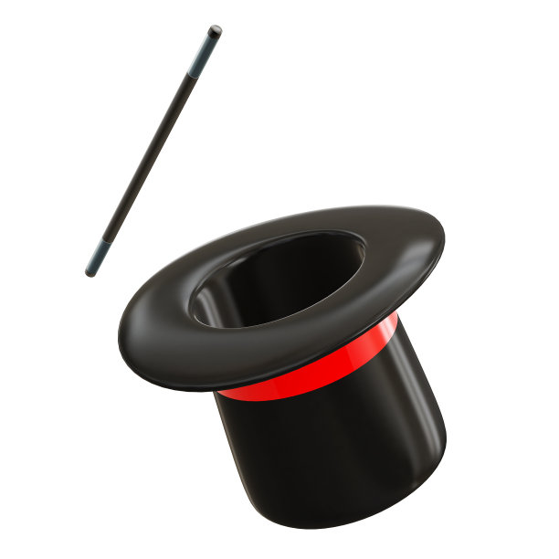 魔术帽和魔术棒在白色的背景图片下载