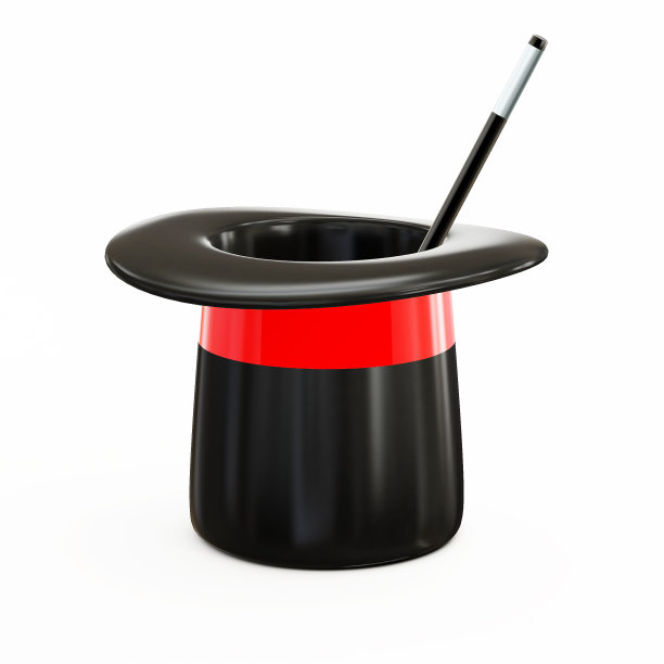 魔术帽和魔术棒在白色的背景图片下载