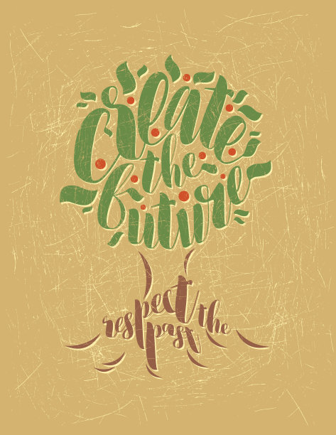 矢量插图树与手绘字母纹理背景。图片下载