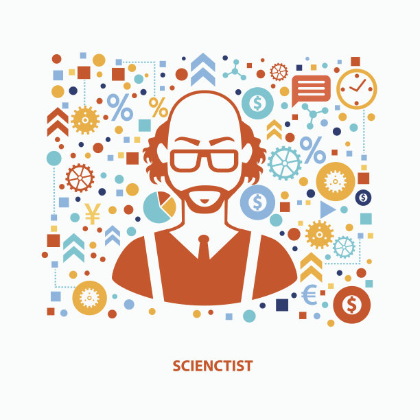 科学家设计干净的背景，矢量图片下载