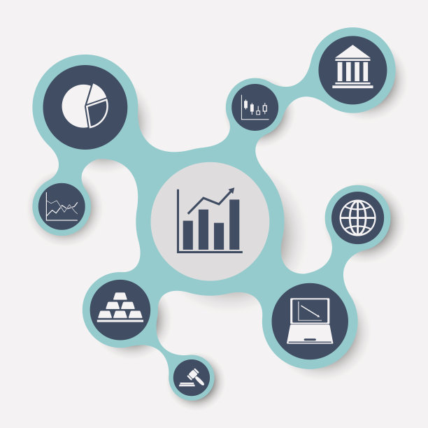 股票市场信息图模板与连接的元球图片下载