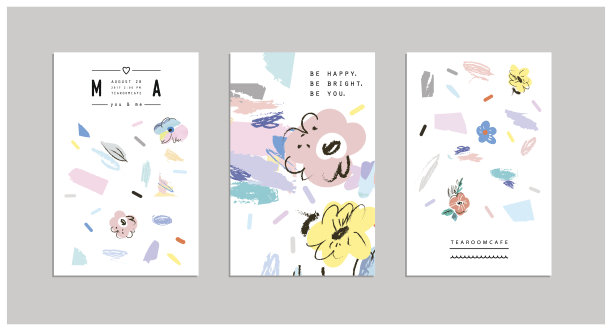 一套创意的通用花卉卡片。图片下载