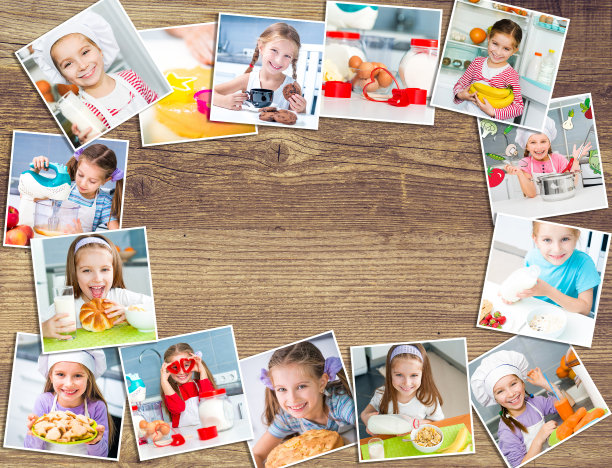 一个女孩吃早餐的相框图片下载