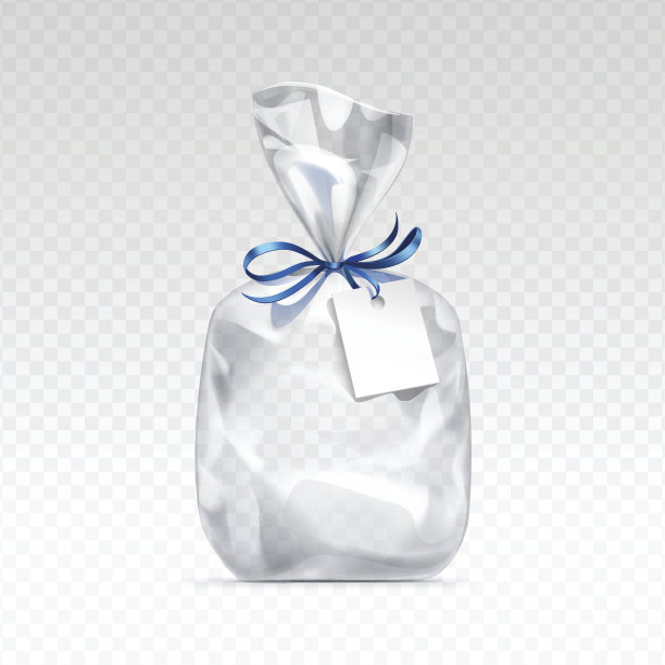 空透明塑料袋包装空白白色标签孤立背景图片下载