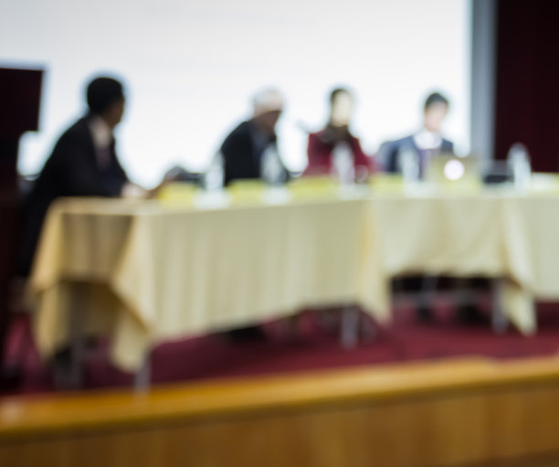 在会议室用屏幕模糊演讲者图片下载