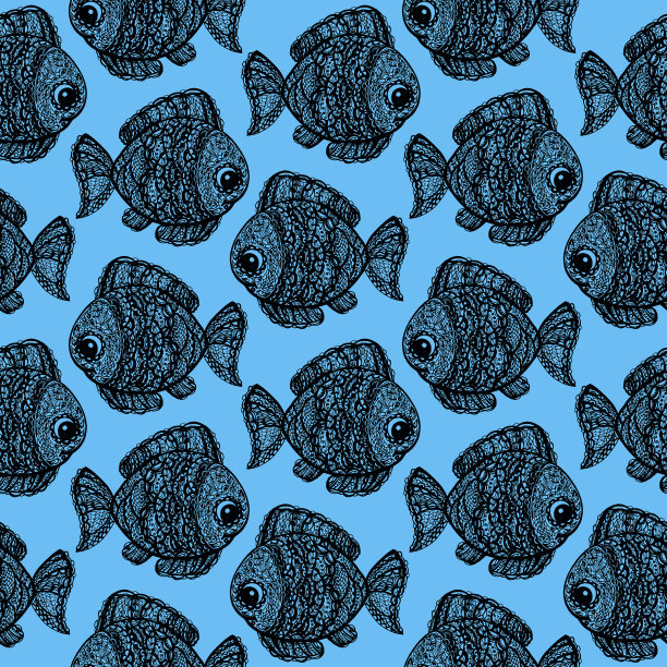 佩斯利·曼海蒂涂鸦风格的鱼。图片下载