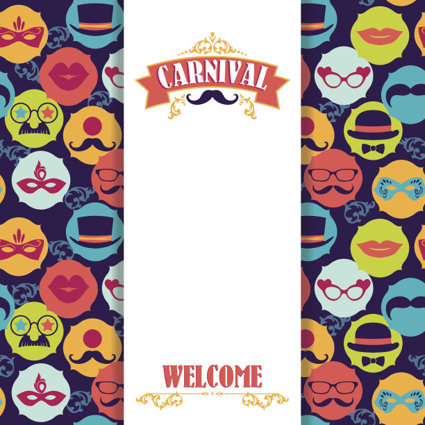 庆祝节日背景与狂欢的图标和对象。图片下载