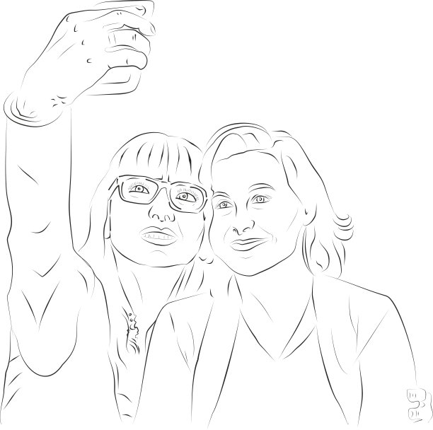 两个朋友在用智能手机自拍图片下载