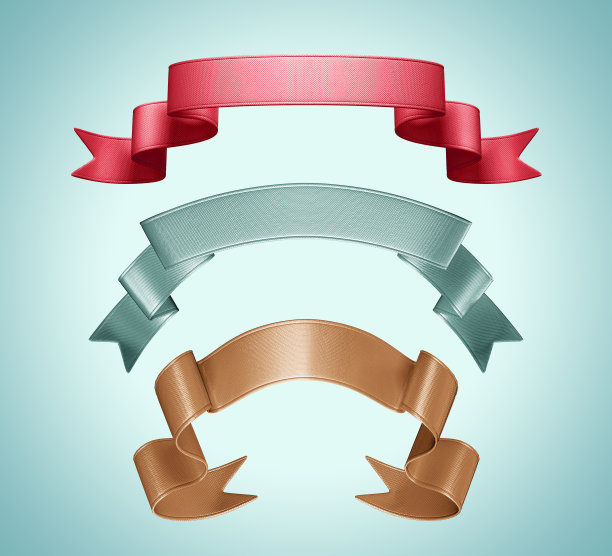 混合3d丝带集，孤立的节日设计元素图片下载