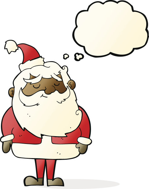 卡通圣诞老人与思想泡泡图片下载