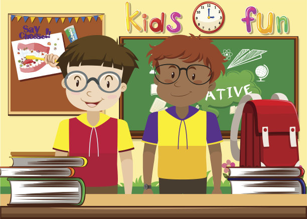 两个男孩在教室里图片下载