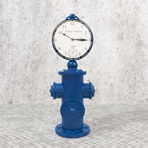 带时钟的蓝色消防栓图片下载