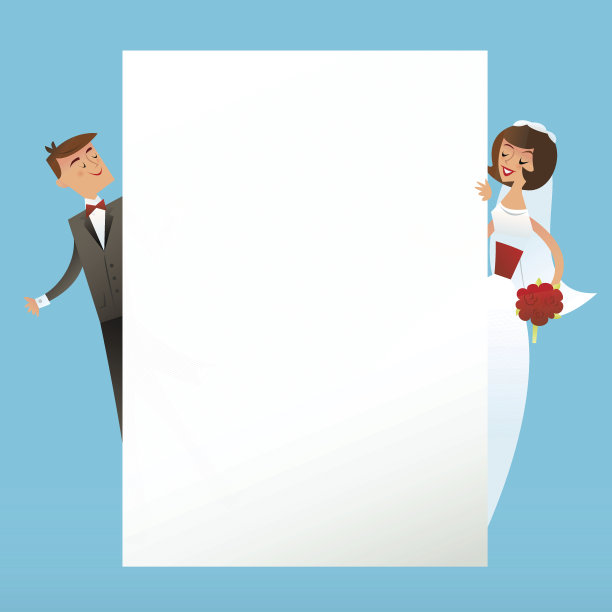 复古世纪中期现代快乐婚礼夫妇拷贝空间图片下载