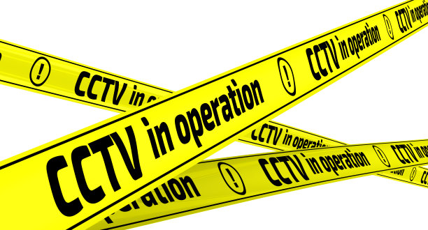 监控系统在操作。黄色警示胶带图片下载