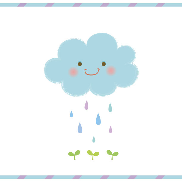 可爱的微笑云和雨滴图片下载