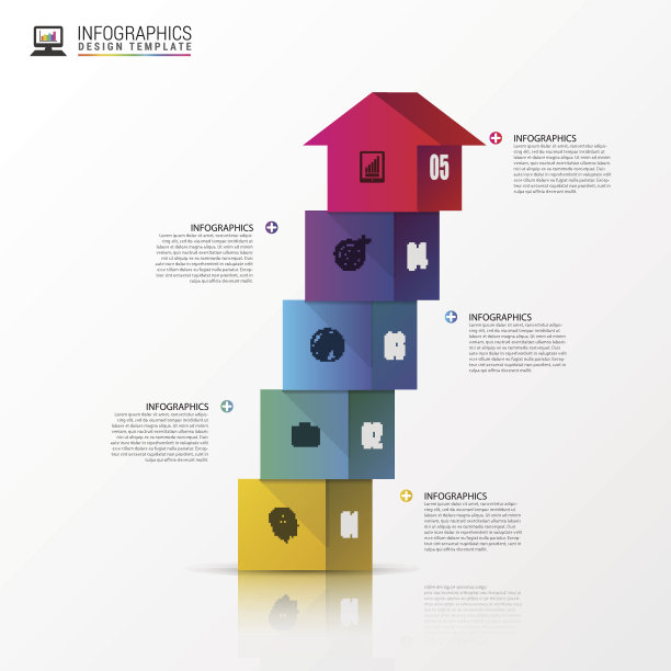 抽象3D楼梯信息图表或时间轴模板矢量图图片下载