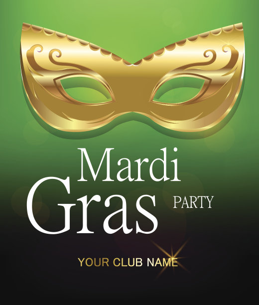 金色狂欢节面具与装饰图片下载