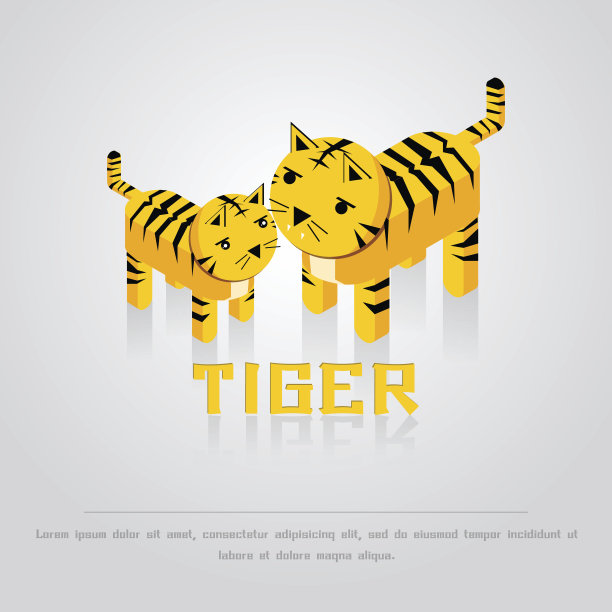 虎妈妈和小老虎等距特征图片下载