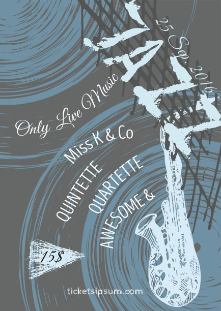 矢量爵士，摇滚或蓝调音乐海报模板。素材图片