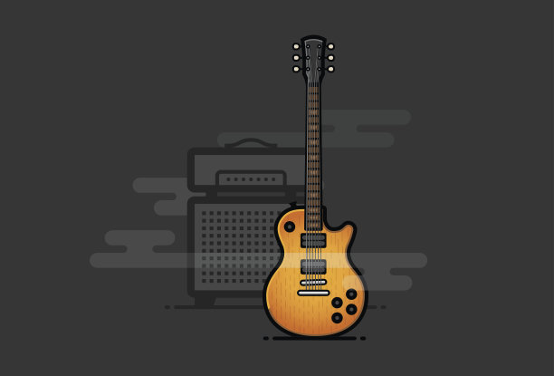 带放大器的电吉他图片下载