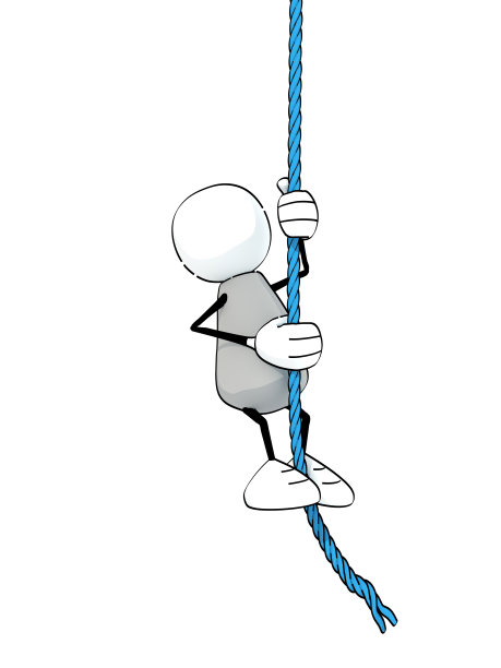 一个小不点爬上一根蓝绳子图片下载