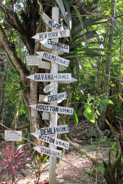 方向性标志，蒙特哥湾，牙买加图片下载