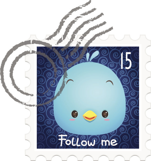 蓝色鸟的邮票图片下载